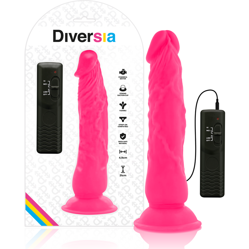 Diversia - Flexible Vibrating Dildo Pink 21 CM -O- 4.9 CM