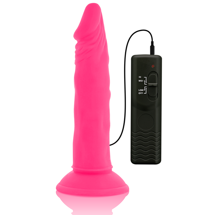 Diversia Flexible Vibrating Dildo Pink 23 CM -O- 4.3 CM — Pink/TPE
