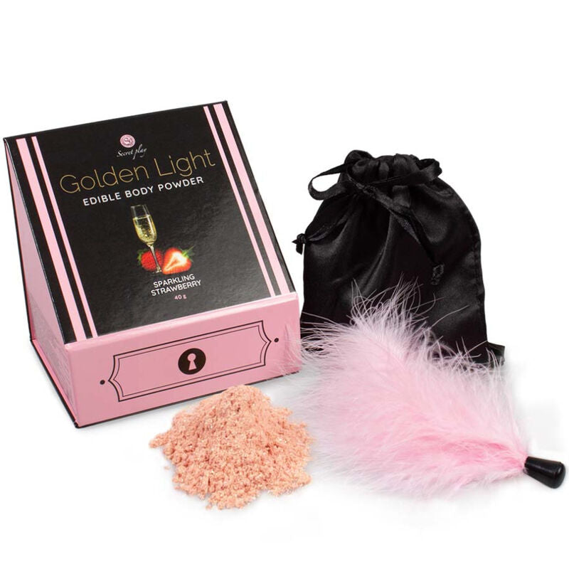 SECRETPLAY - GOLDEN LIGHT KIT SPARKLING STRAWBERRY EDIBLE POWDER &amp; FEATHER