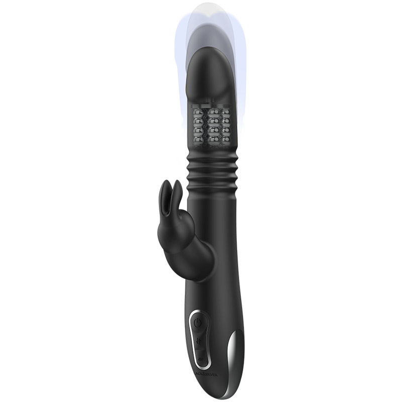 BLACK&amp;SILVER - KENJI UP &amp; DOWN RABBIT VIBRATOR + WATCHME REMOTE CONTROL