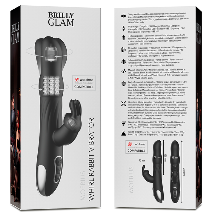 BRILLY GLAM - MOEBIUS RABBIT VIBRATOR &amp; ROTATOR + WATCHME REMOTE CONTROL