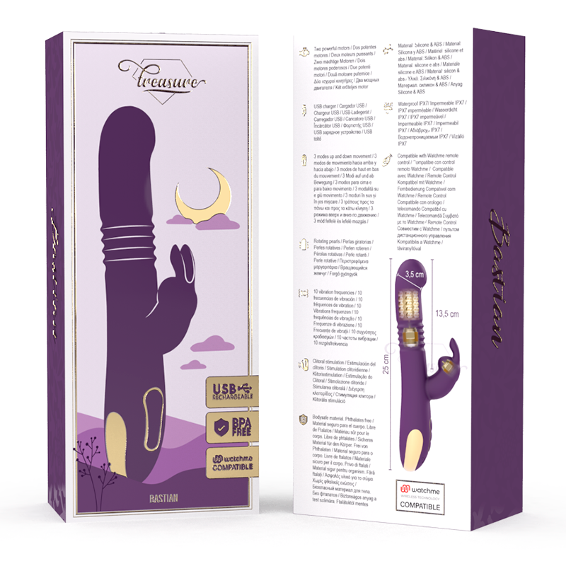 TREASURE - BASTIAN RABBIT UP &amp; DOWN ROTATOR &amp; VIBRATOR + WATCHME REMOTE CONTROL