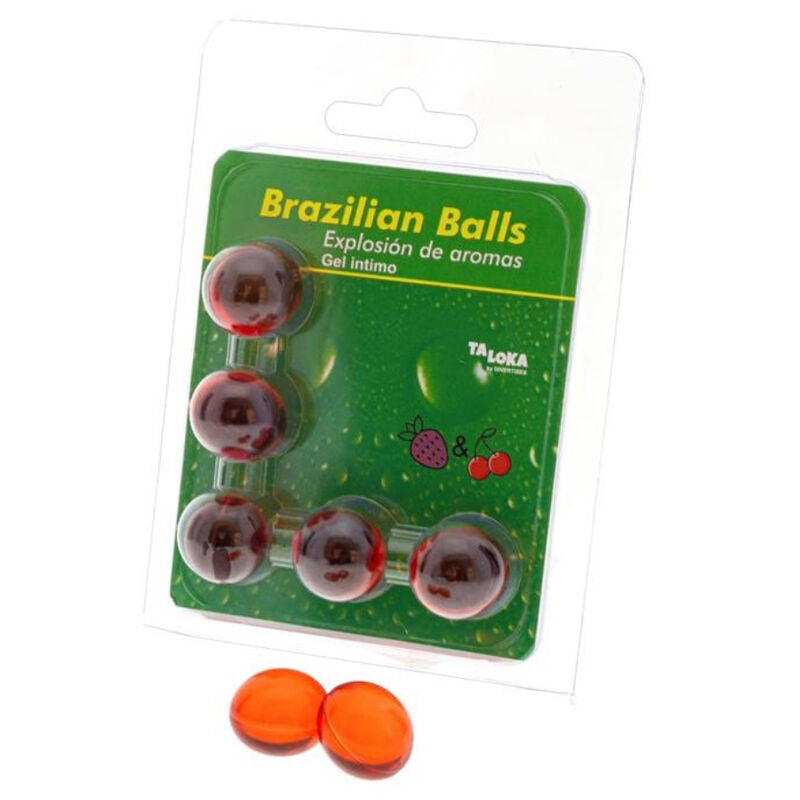 TALOKA - 5 BRAZILIAN BALLS STRAWBERRY &amp; CHERRY INTIMATE GEL