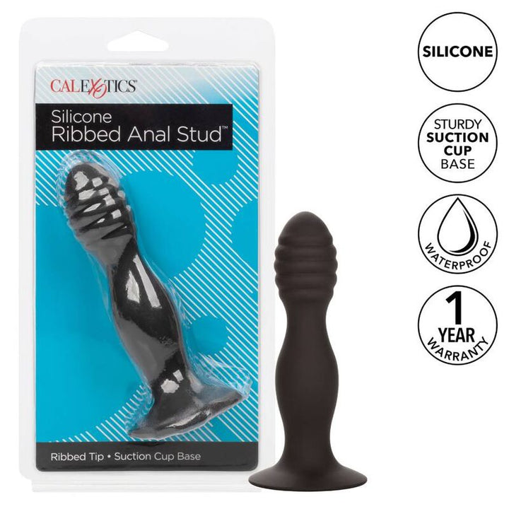 Ribbed Anal Stud — Black