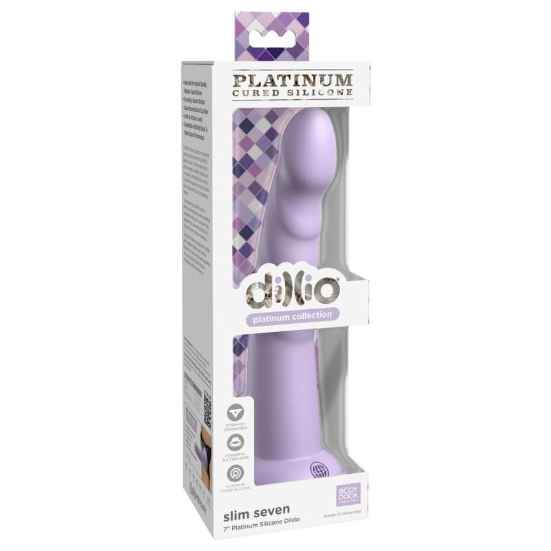 Dillio Slim Seven 17,78 CM Violet — Purple silicone