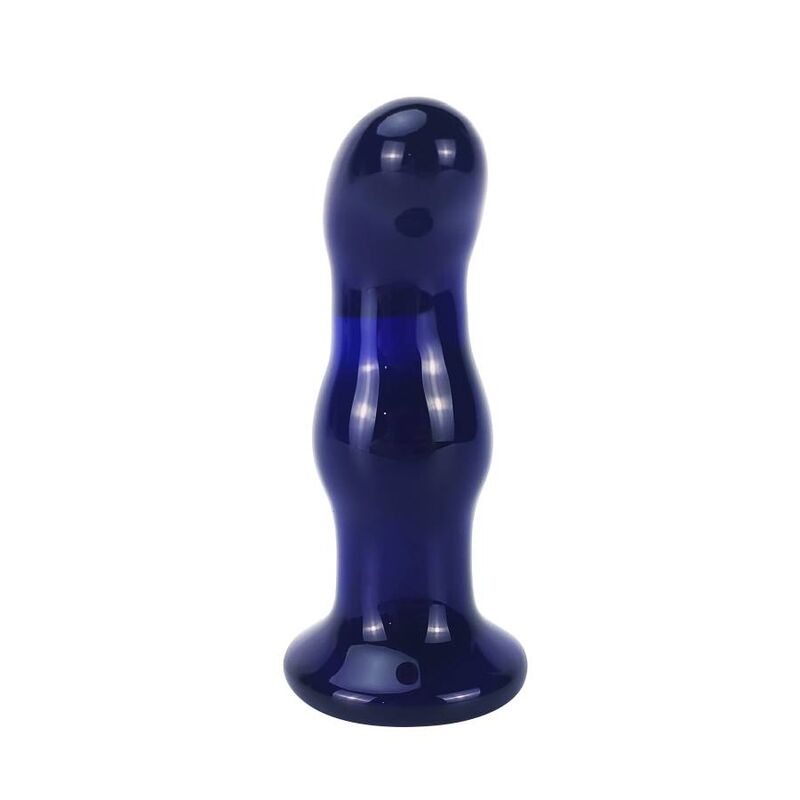 Toyjoy The Gleaming Vibrating Glas Buttplug — Blue glass