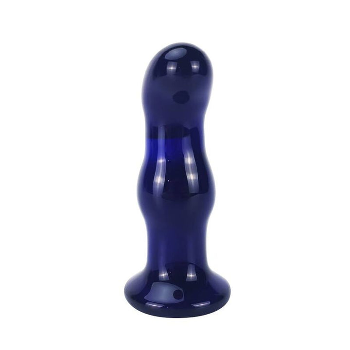 Toyjoy The Gleaming Vibrating Glas Buttplug — Blue glass