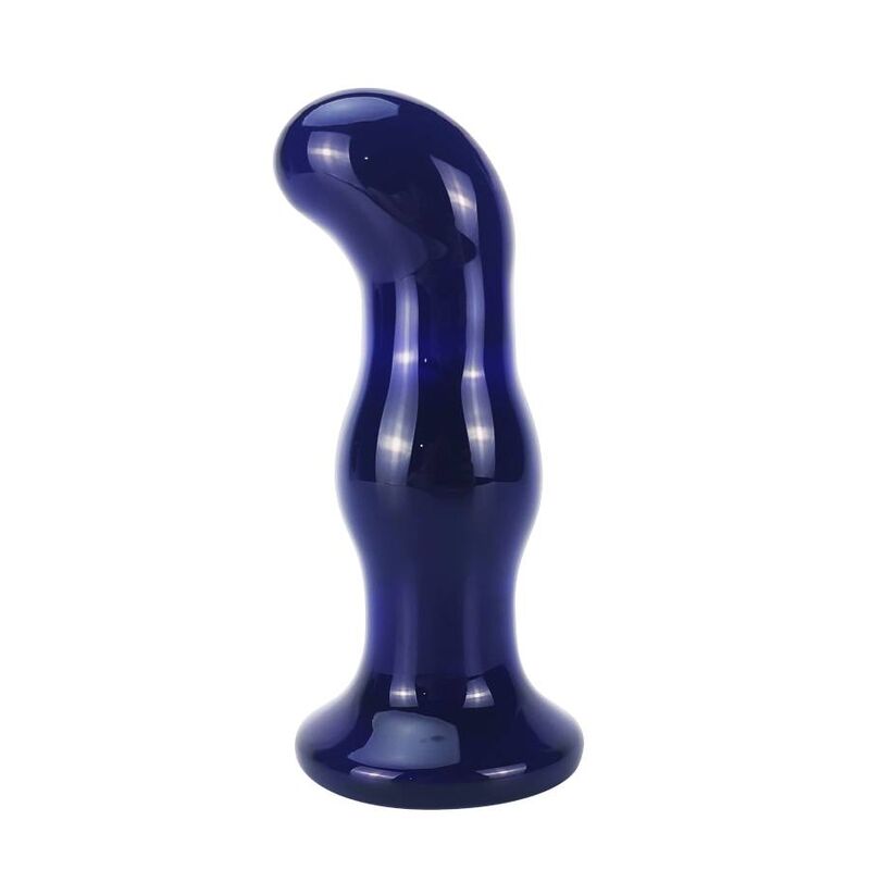 Toyjoy The Gleaming Vibrating Glas Buttplug — Blue glass