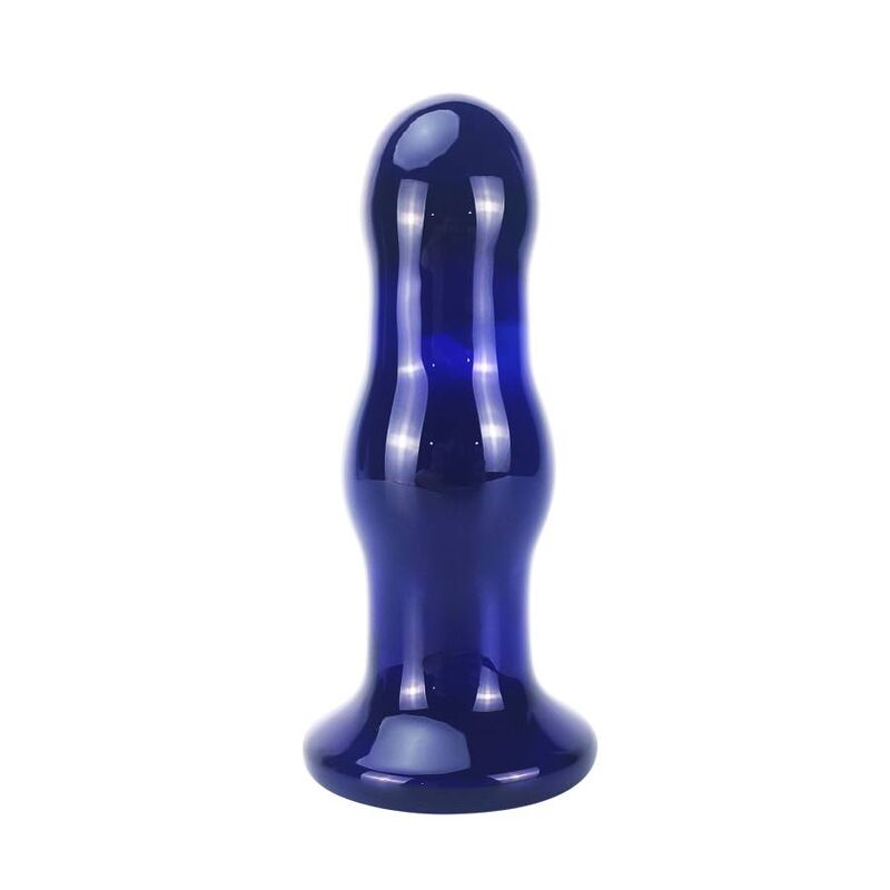 Toyjoy The Gleaming Vibrating Glas Buttplug — Blue glass