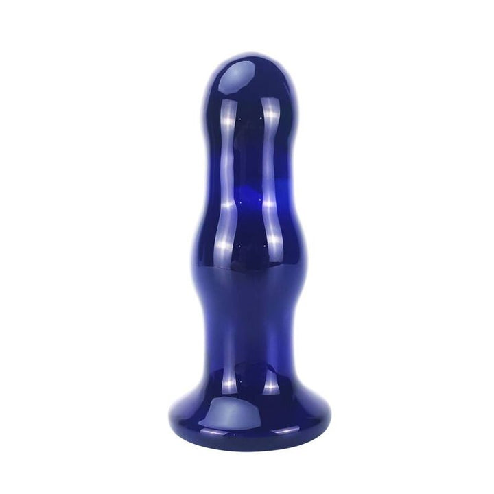 Toyjoy The Gleaming Vibrating Glas Buttplug — Blue glass