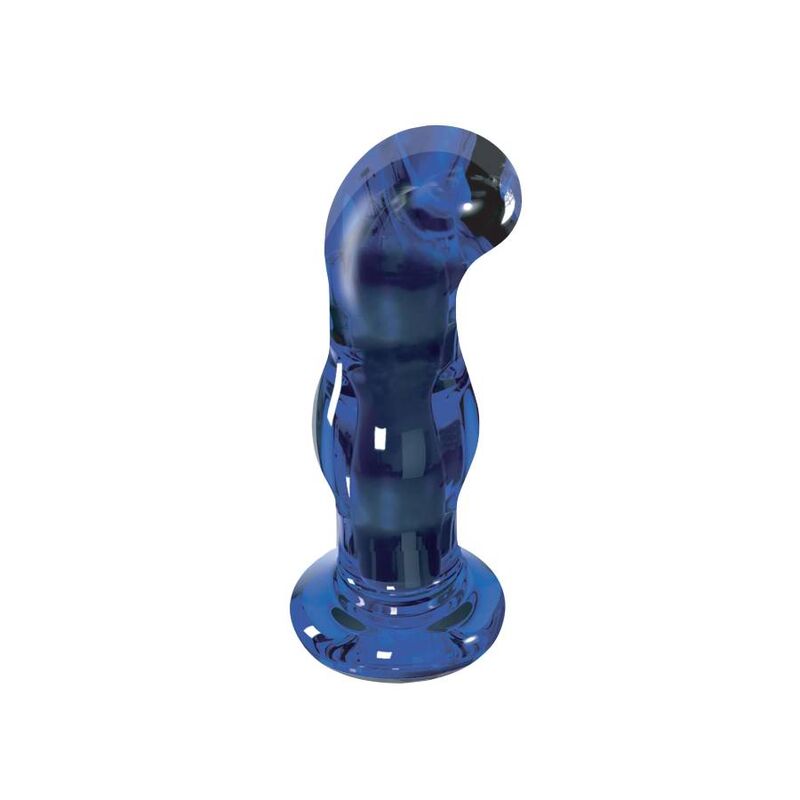 Toyjoy The Gleaming Vibrating Glas Buttplug — Blue glass