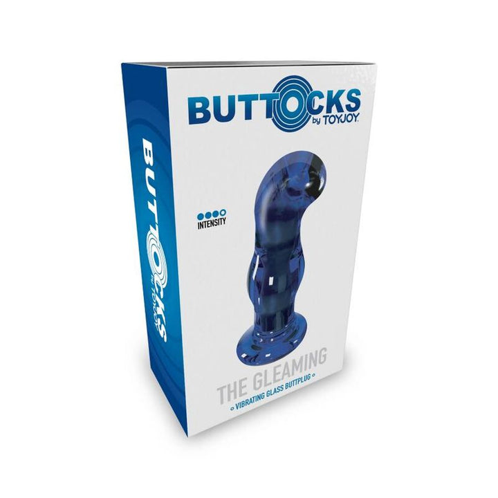 Toyjoy The Gleaming Vibrating Glas Buttplug — Blue glass