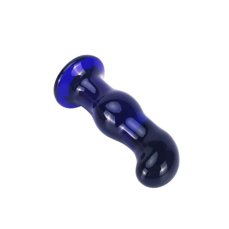Toyjoy The Gleaming Vibrating Glas Buttplug — Blue glass