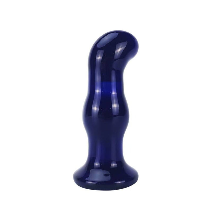 Toyjoy The Gleaming Vibrating Glas Buttplug — Blue glass