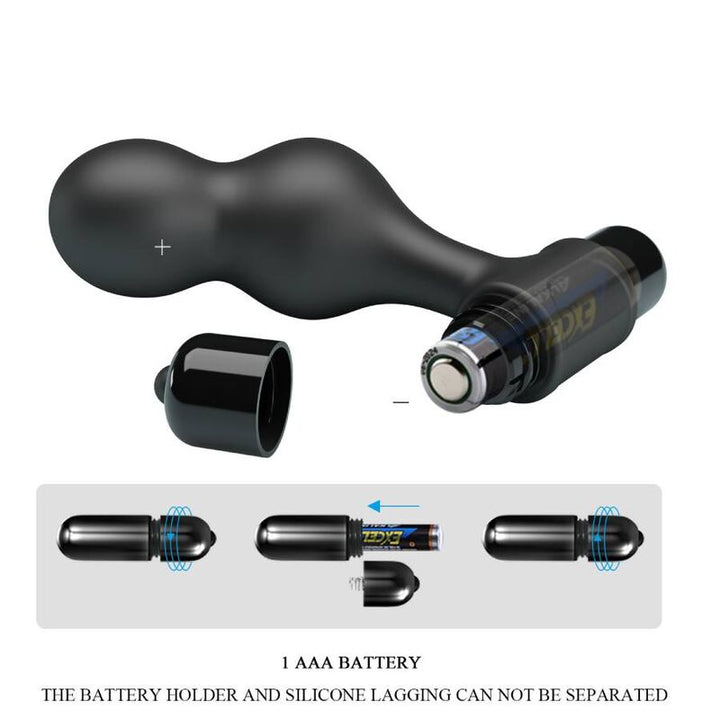 Mr Play Black Silicone Vibrator Anal Plug — black silicone