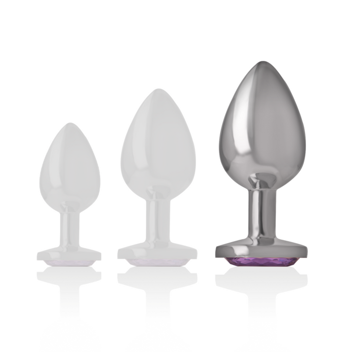 Intense Aluminum Metal Anal Plug With Violet Crystal — Purple metal