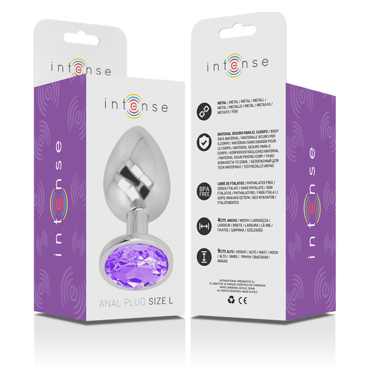 Intense Aluminum Metal Anal Plug With Violet Crystal — Purple metal