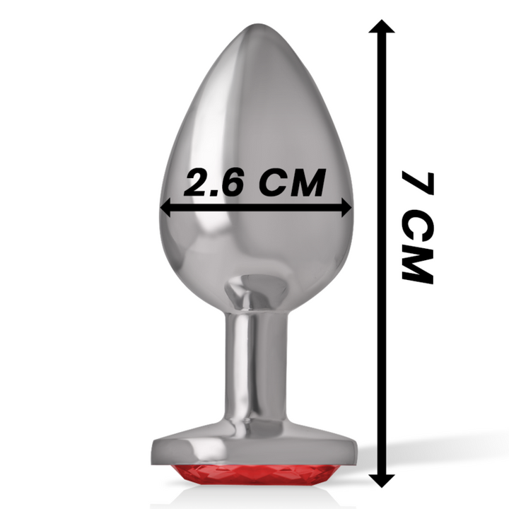 Intense Aluminum Metal Anal Plug With Red Crystal Size S — Red
