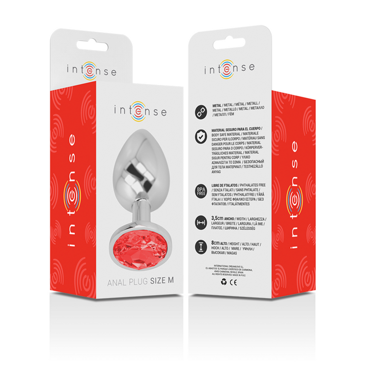 Intense Metal Anal Plug With Red Crystal Size M — Red