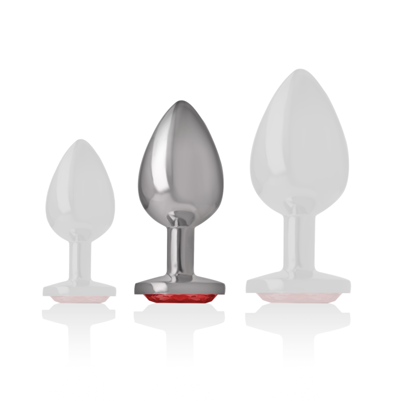 Intense Metal Anal Plug With Red Crystal Size M — Red