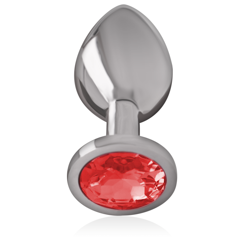 Intense Aluminum Metal Anal Plug With Red Crystal Size L — Red