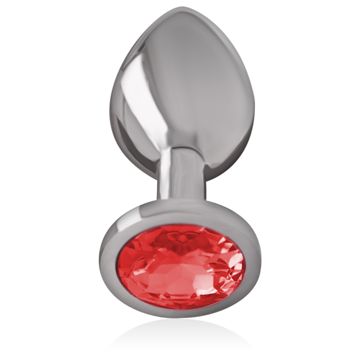 Intense Aluminum Metal Anal Plug With Red Crystal Size L — Red