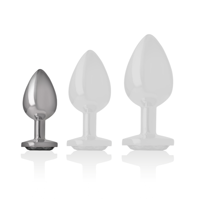 Intense Aluminum Metal Anal Plug With Black Crystal Size S — Black