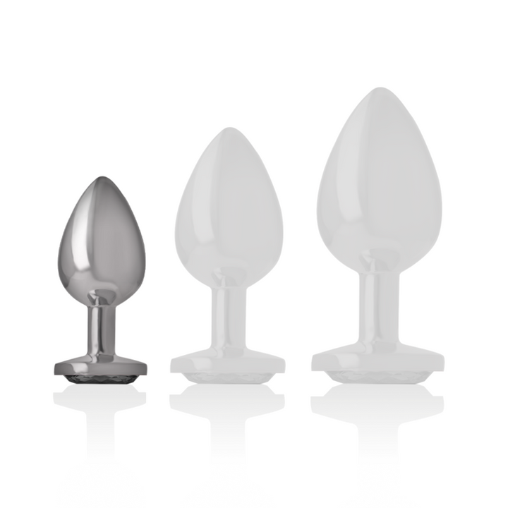 Intense Aluminum Metal Anal Plug With Black Crystal Size S — Black