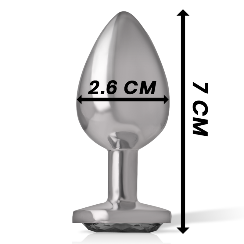 Intense Aluminum Metal Anal Plug With Black Crystal Size S — Black