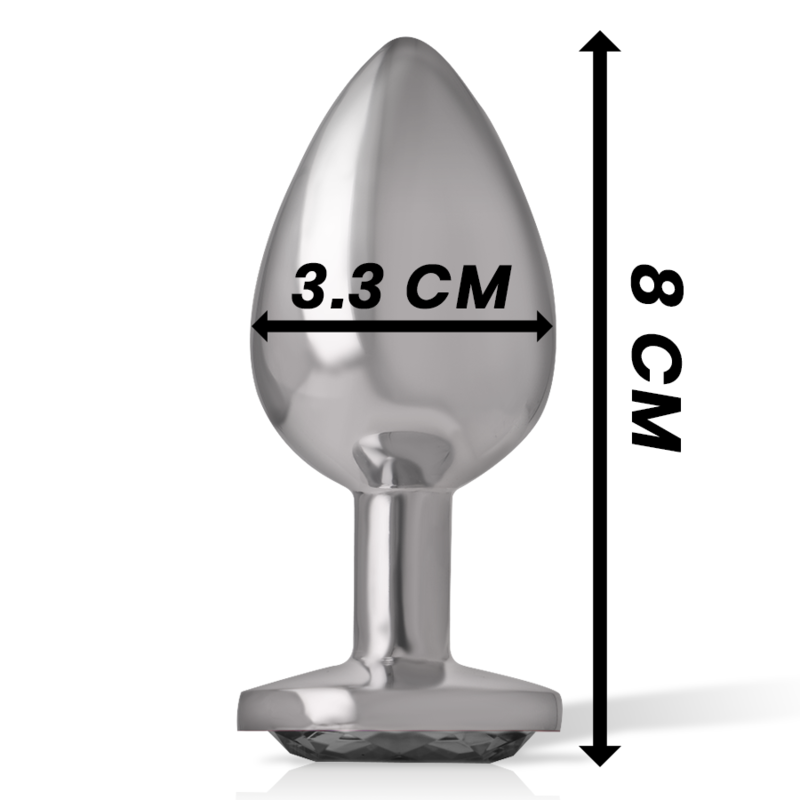 Intense Aluminum Metal Anal Plug With Black Glass Size M — Black