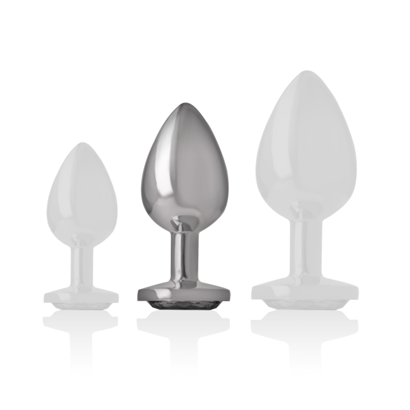 Intense Aluminum Metal Anal Plug With Black Glass Size M — Black