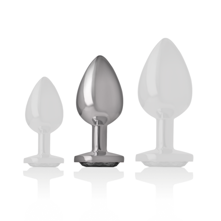 Intense Aluminum Metal Anal Plug With Black Glass Size M — Black