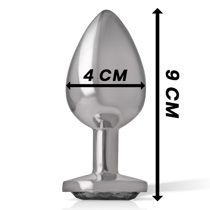 Intense Aluminum Metal Anal Plug With Black Glass Size L — Black