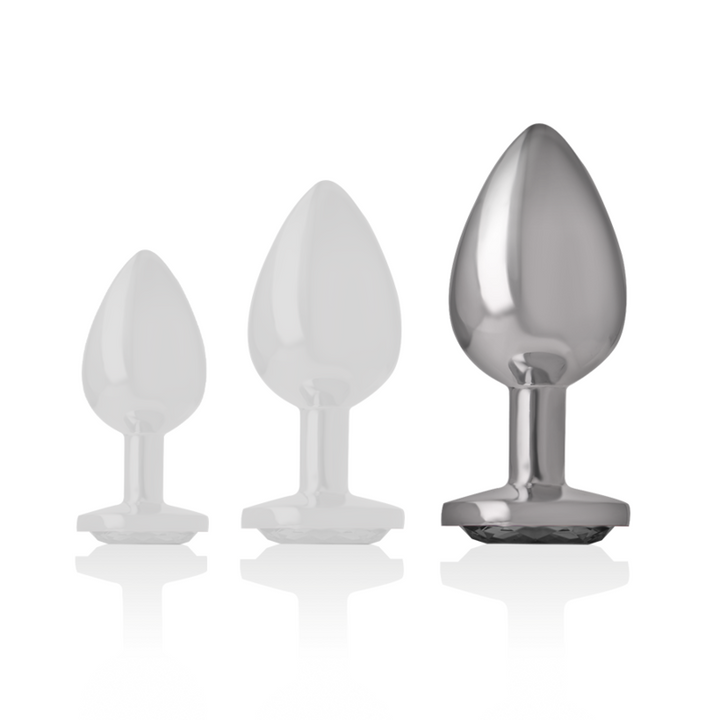 Intense Aluminum Metal Anal Plug With Black Glass Size L — Black