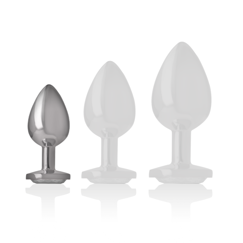Intense Aluminum Metal Anal Plug With Silver Crystal Size S — Silver