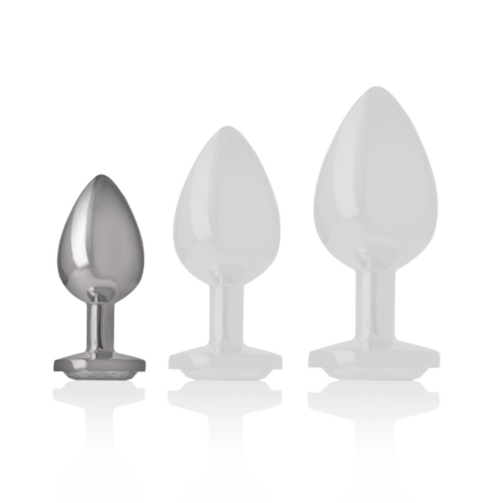 Intense Aluminum Metal Anal Plug With Silver Crystal Size S — Silver