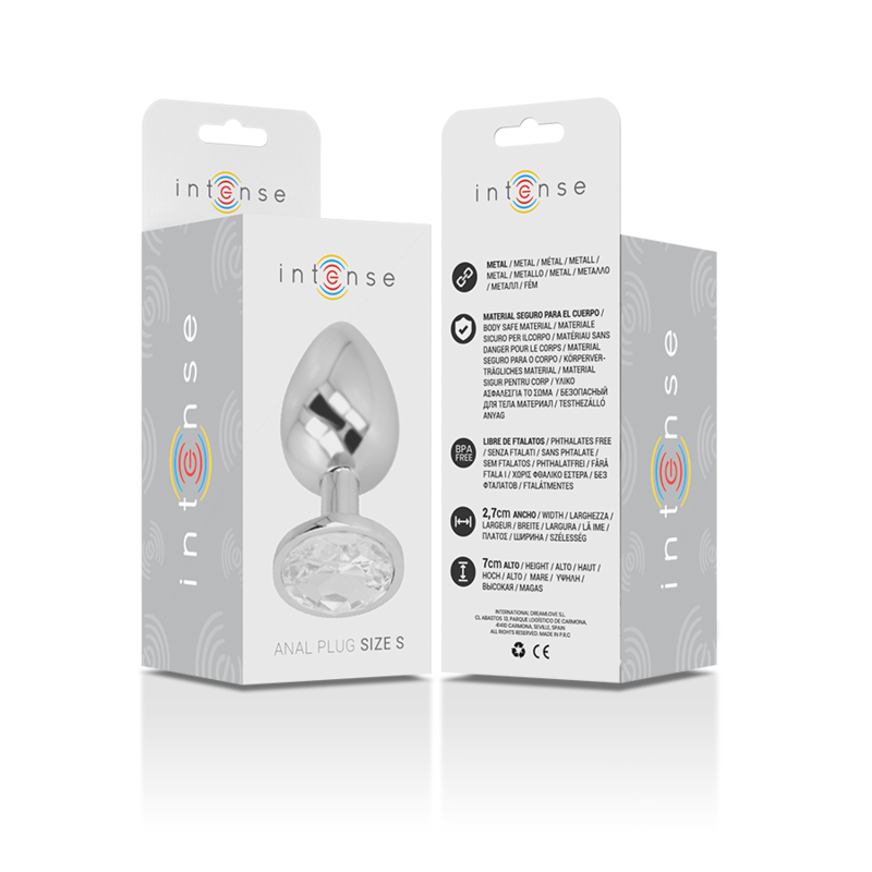 Intense Aluminum Metal Anal Plug With Silver Crystal Size S — Silver