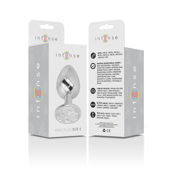 Intense Aluminum Metal Anal Plug With Silver Crystal Size S — Silver