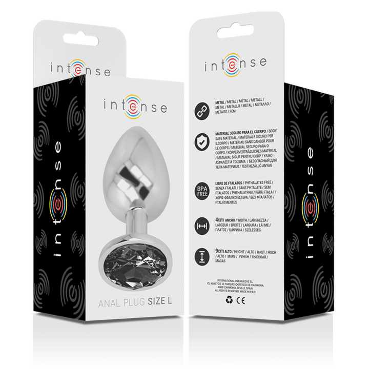Intense Aluminum Metal Anal Plug With Black Glass Size L — Black