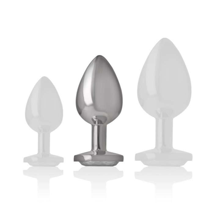Intense Aluminum Metal Anal Plug With Silver Crystal Size M — Silver