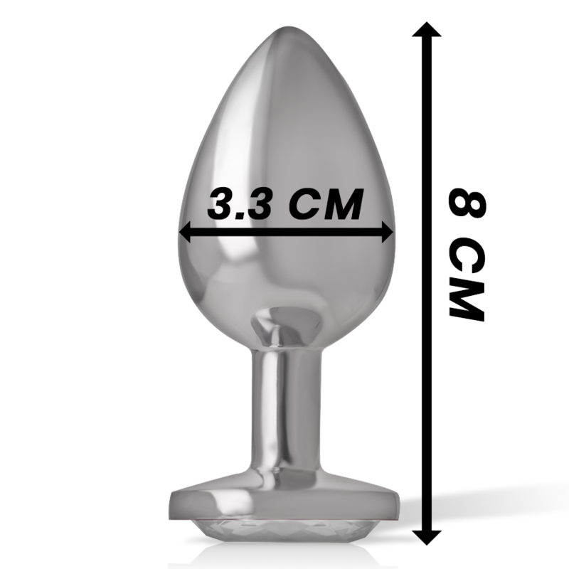 Intense Aluminum Metal Anal Plug With Silver Crystal Size M — Silver