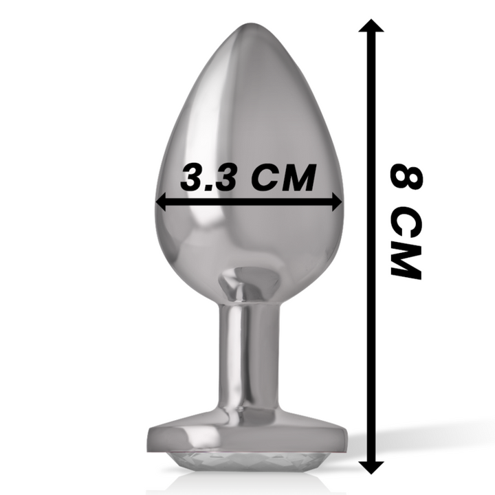 Intense Aluminum Metal Anal Plug With Silver Crystal Size M — Silver
