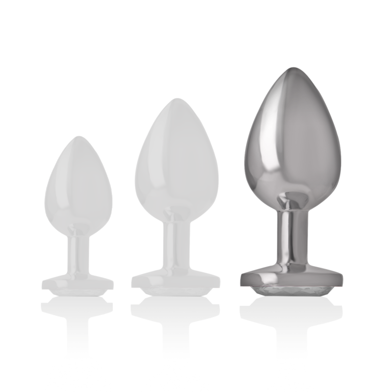 Intense Aluminum Metal Anal Plug With Silver Crystal Size L — Silver