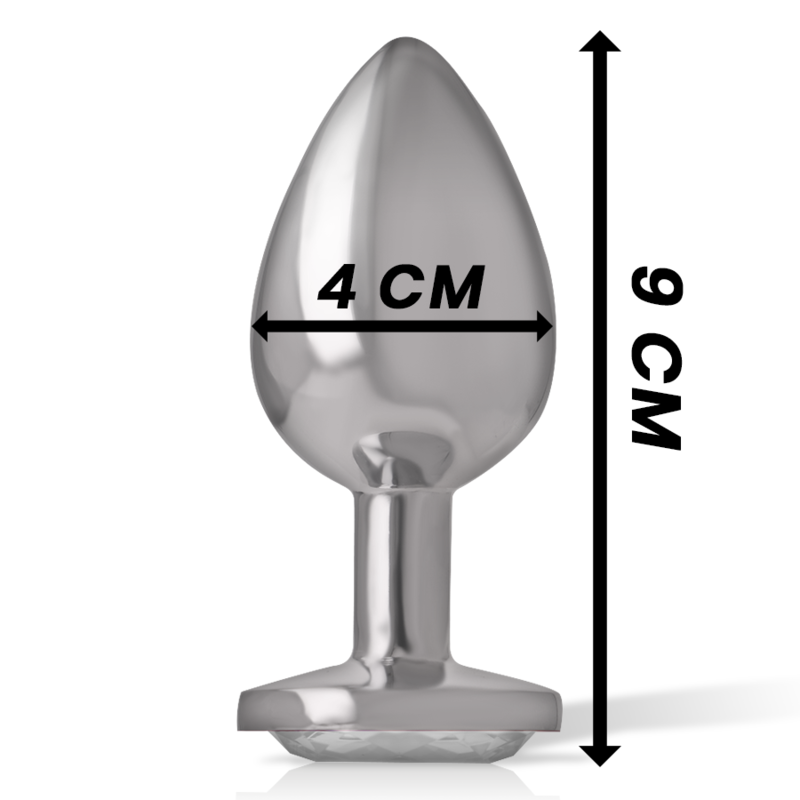 Intense Aluminum Metal Anal Plug With Silver Crystal Size L — Silver