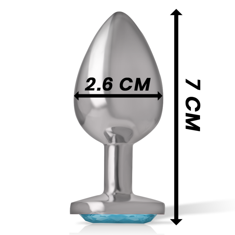 Intense Aluminum Metal Anal Plug With Blue Crystal Size S — Blue
