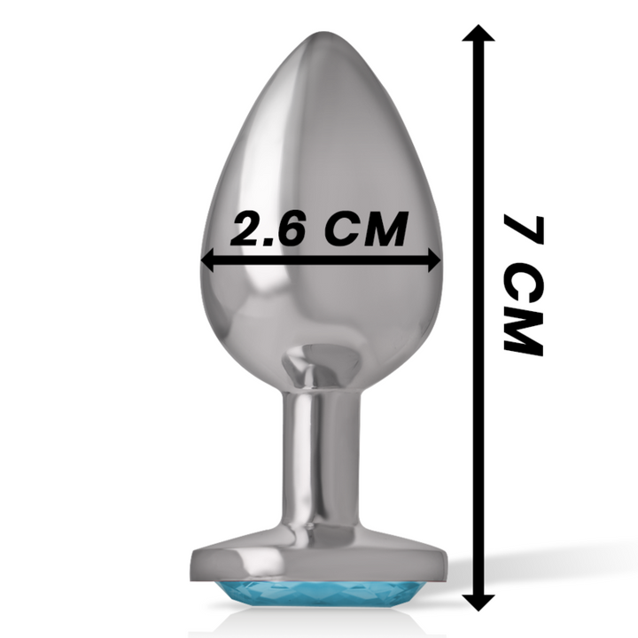 Intense Aluminum Metal Anal Plug With Blue Crystal Size S — Blue