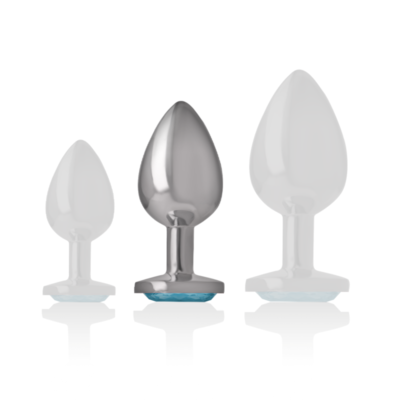 Intense Aluminum Metal Anal Plug With Blue Glass Size M — Blue