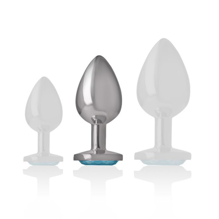Intense Aluminum Metal Anal Plug With Blue Glass Size M — Blue