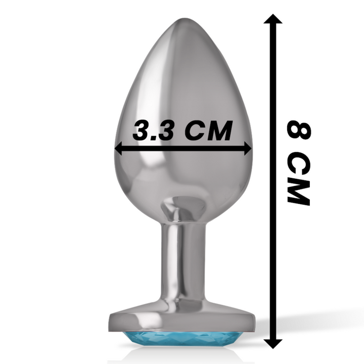 Intense Aluminum Metal Anal Plug With Blue Glass Size M — Blue