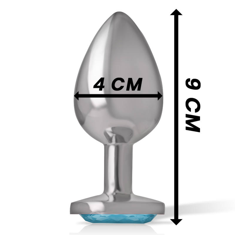 Intense Aluminum Metal Anal Plug With Blue Crystal Size L — Blue